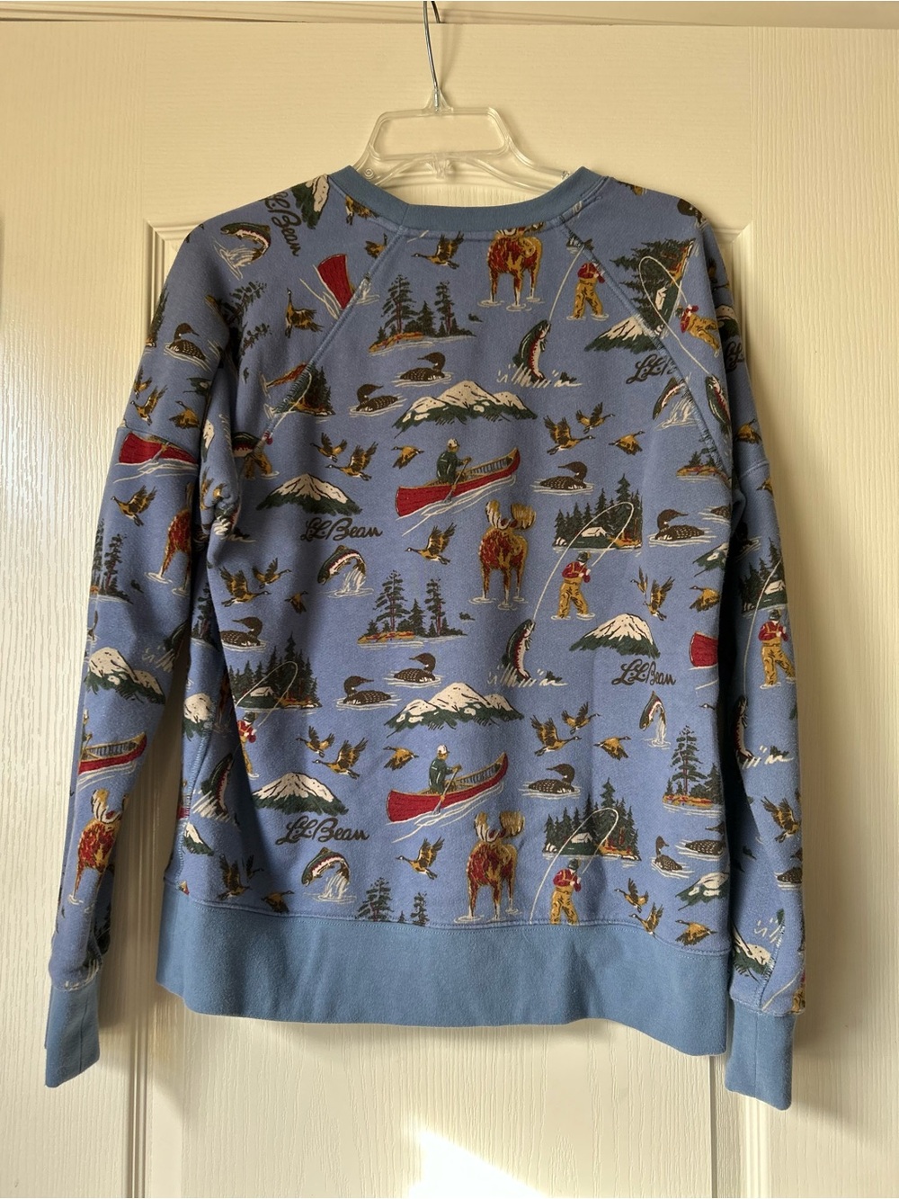 L.L. Bean Light Blue Outdoor Scene Crewneck Sweatshirt - Picture 2 of 3